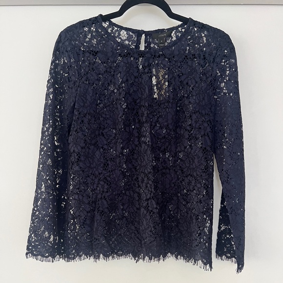 J. Crew Tops - J. Crew Navy Lace Blouse- 4